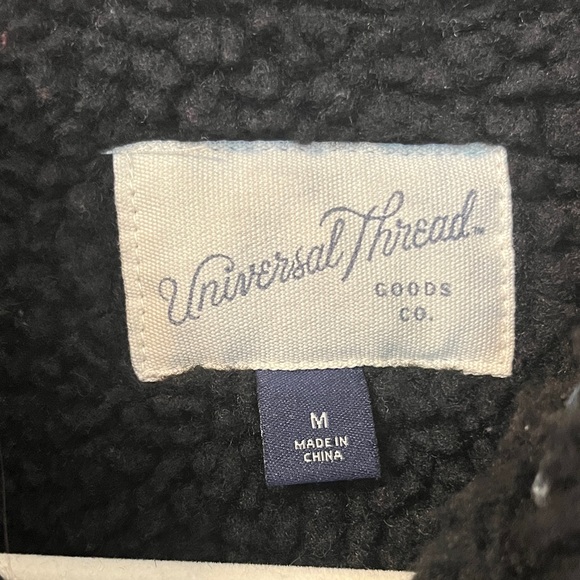 Universal Thread Black Denim Sherpa Lined Jacket NWOT - Picture 2 of 8